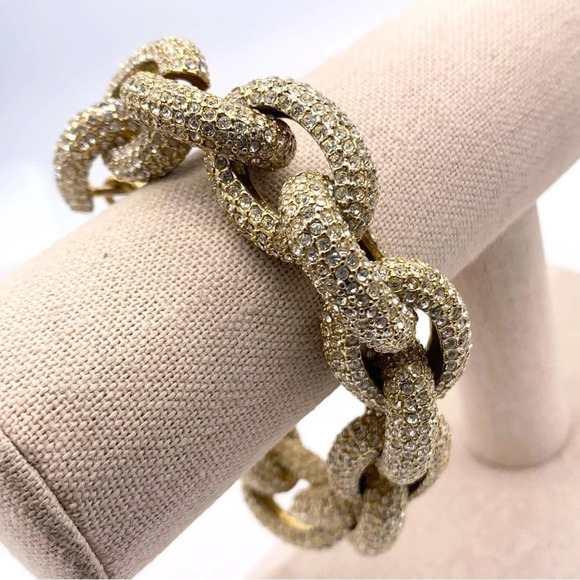 J. Crew Gold Pave Links Iconic Bracelet - Picture 1 of 3